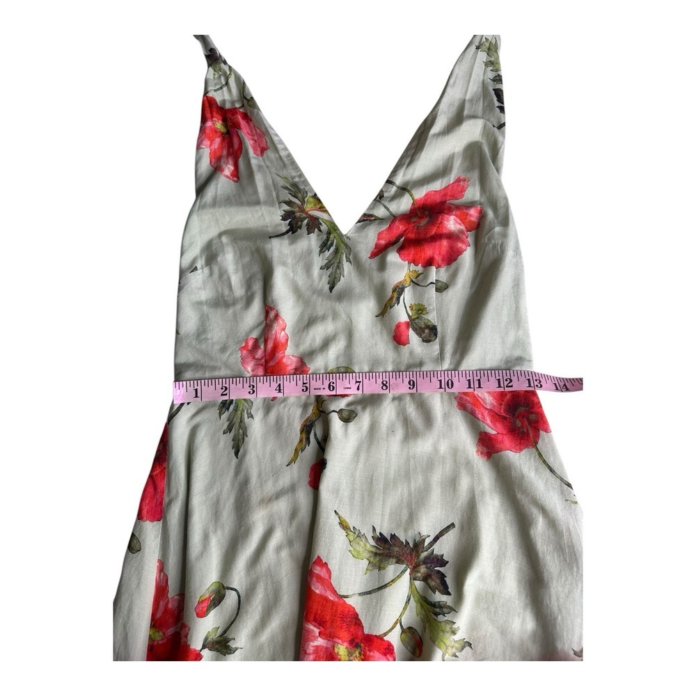 L.K. Bennett Women Dress Maxi Size 4  Green‎ Floral  V-Neck Backless Lined - Picture 7 of 16